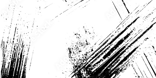 Abstract texture grunge made of diagonal streaks and distressed lines, black ink on a white background. grunge scratch patterns, chaotic linear noise. dirty monochrome pattern of the old worn surface.