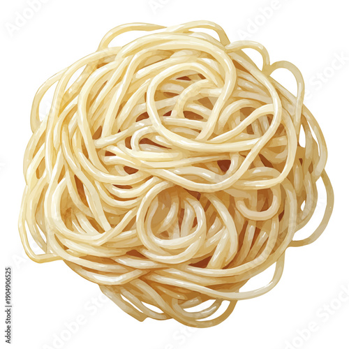 Udon Noodles, colorful watercolor painting with bold outlines, isolated on a white background.