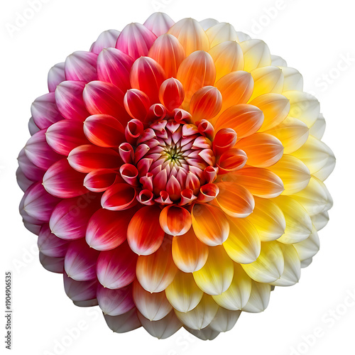 Vibrant multicolored dahlia flower in full bloom