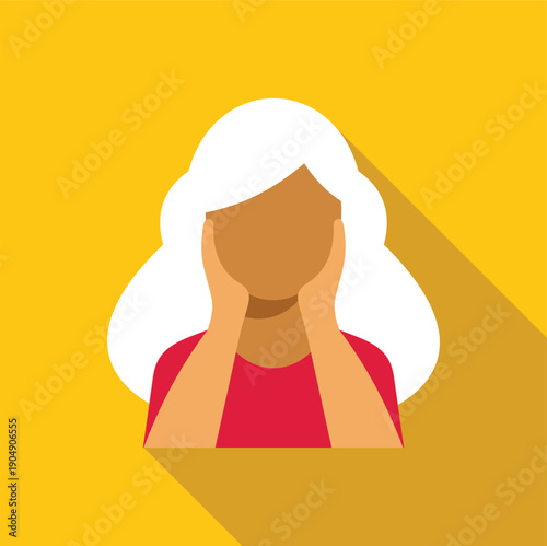 Woman holding hands to face experiencing stress, headache, sadness, or worry