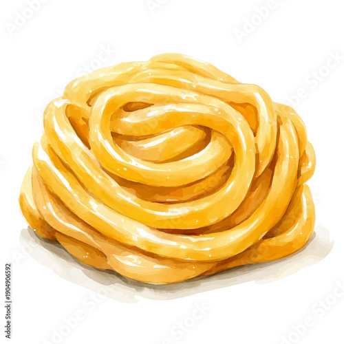 watercolor of Udon Noodles vector painting, isolated on a white background.