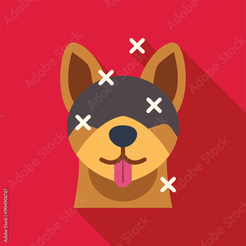 Dog icon showing x eyes, representing unwell, dead, dizzy, or knocked out
