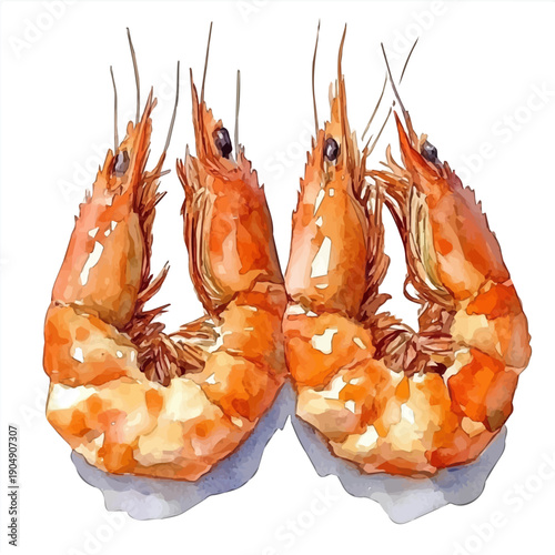 watercolor of Tempura vector painting, isolated on a white background.