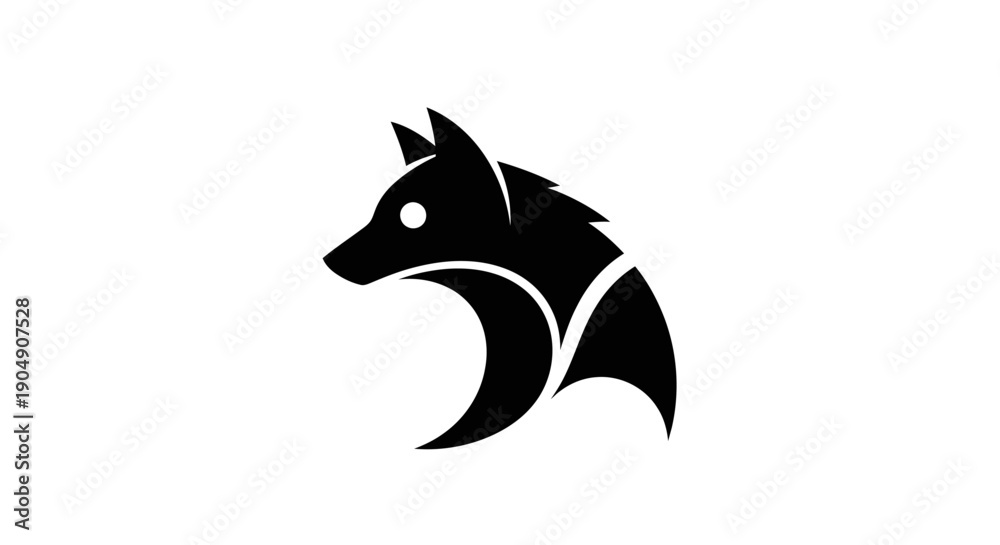 Obraz premium Black wolf head graphic on white background