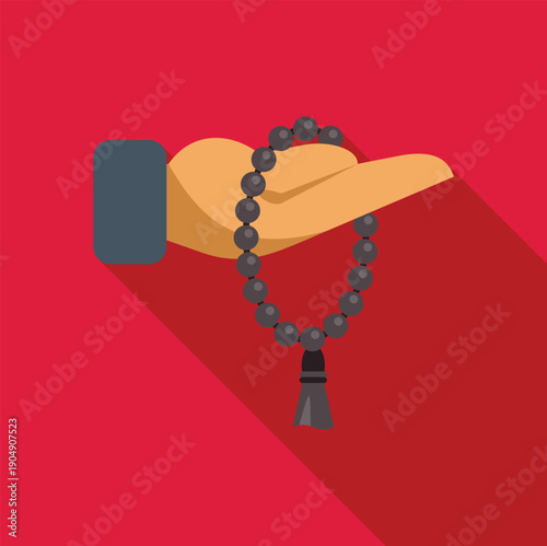 Hand holding rosary beads for prayer, meditation, and spirituality
