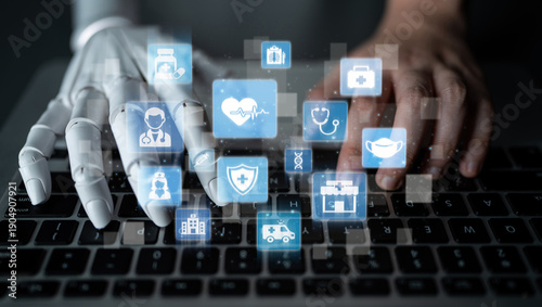Canvas-taulu Artificial intelligence supports healthcare and medical service, improving diagnosis, enhancing treatment, and enabling reliable patient care with smart technology