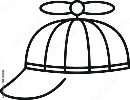 Propeller hat cap outline icon for fun, playful, and whimsical concepts