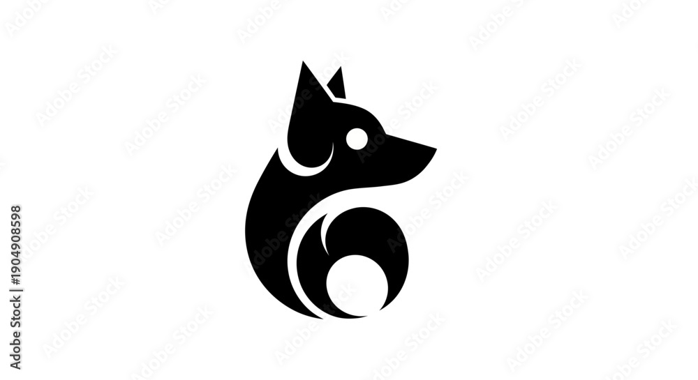 Obraz premium Black wolf icon on white background