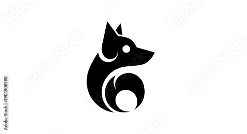 Black wolf icon on white background