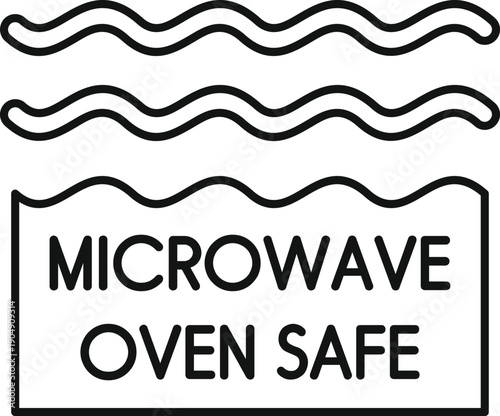 Outline icon indicating a food container or dish is microwave oven safe