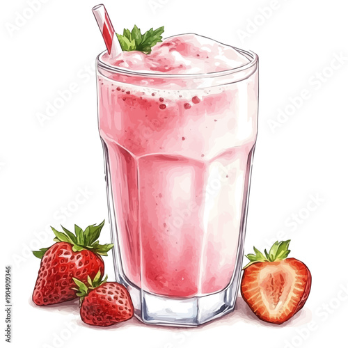watercolor of Smoothie draw illustration, isolated on a white background.