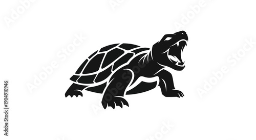 Black turtle silhouette on white