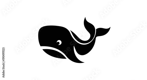 Black whale logo design on white background