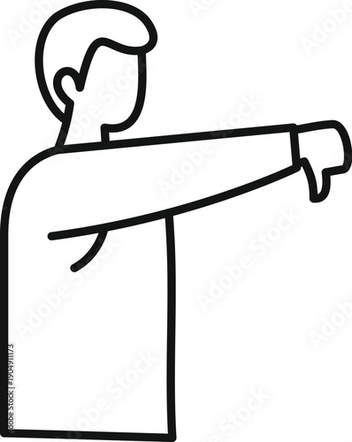 Person extending arm downward, indicating negative feedback or rejection