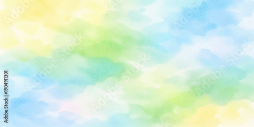 Abstract colorful background with bokeh texture featuring a bright rainbow design of blue and green nature colors for a summer sky wallpaper illustration