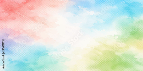 A soft bokeh art illustration of a bright sunny day where the blue sky and white clouds meet a green nature backdrop under the warm summer sunlight