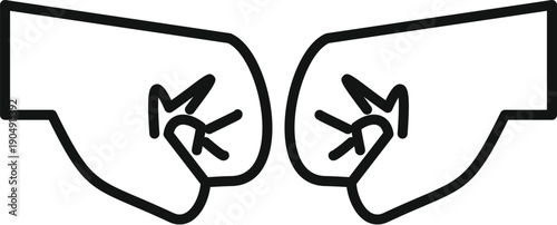 Two hands making a fist bump icon representing partnership, friendship, and agreement