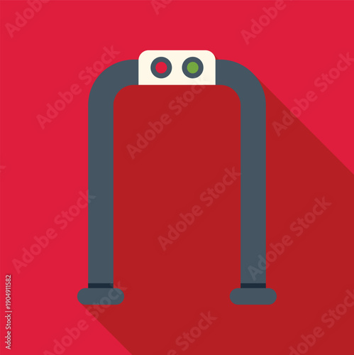 Metal detector arch providing security screening in a flat design style