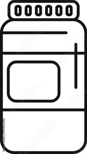 Supplement jar line art icon representing fitness nutrition and healthy lifestyle