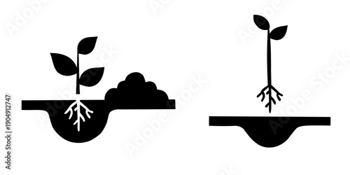 Plant growth stages illustration. Seedling development symbol representing nature and sustainability