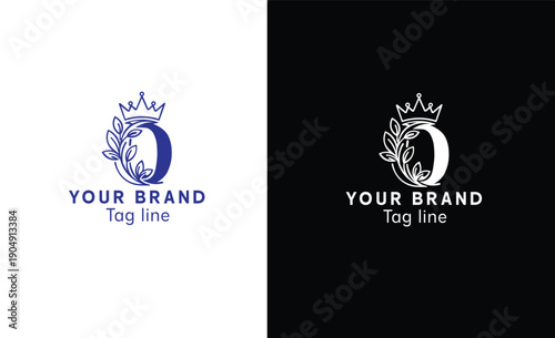 luxury O letter  logo with crown design for royal and premium brand