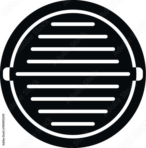 Round manhole cover icon representing a street drain and sewage system