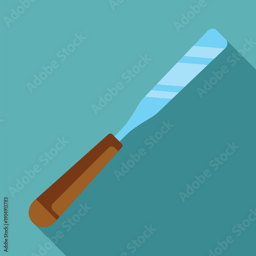 Chisel hand tool creating a cut in flat design style