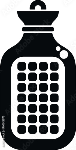 Hot water bottle full of warm water for comfort, heat, and therapy, isolated