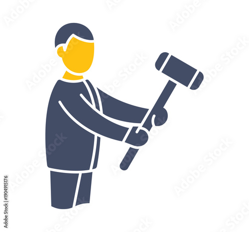 Business man with sledgehammer. 