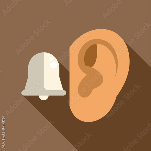 Ear sensing a ringing bell sound, illustrating hearing perception and alerts