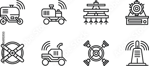 Collection of smart farming and agriculture drone icons
