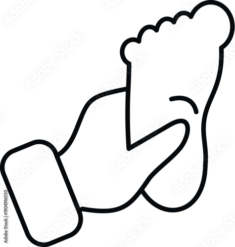 Hand pressing sole of foot, indicating relief from heel pain or discomfort