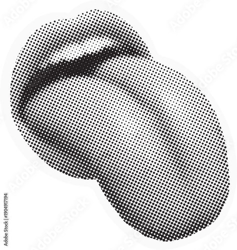 Trendy halftone collage funny cosmic tongue stuck out illustration vector