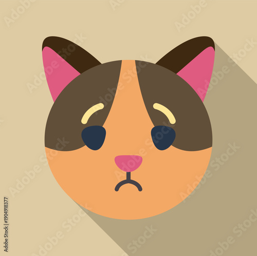 Cat face emoji representing sadness and crying with a long shadow