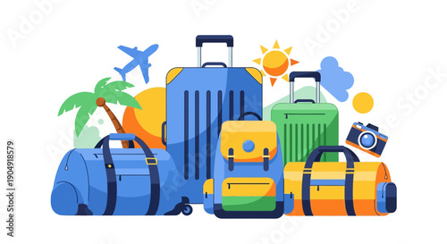 Colorful Luggage and Travel Accessories.