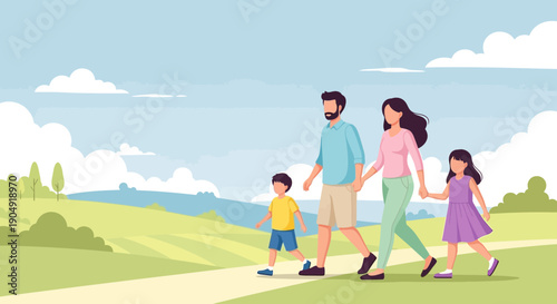 Family Walking Together in Harmony 1.