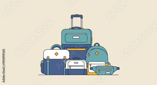 Stack of Luggage and Travel Bags.