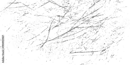 A distressed grunge texture overlay featuring scratches and dust particles on a white background