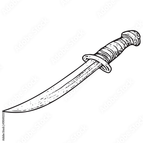 Vintage Curved Scimitar Engraving Retro Desert Caravan Sword Illustration Antique Warrior Woodcut Art