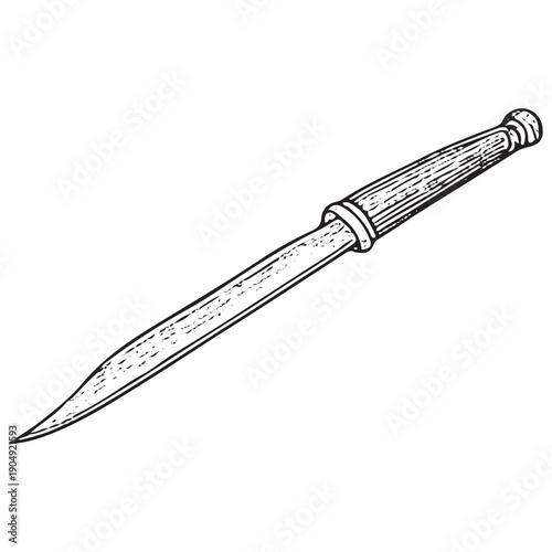 Vintage Dagger Knife Engraving Retro Desert Warrior Blade Illustration Antique Nomad Weapon Woodcut Art