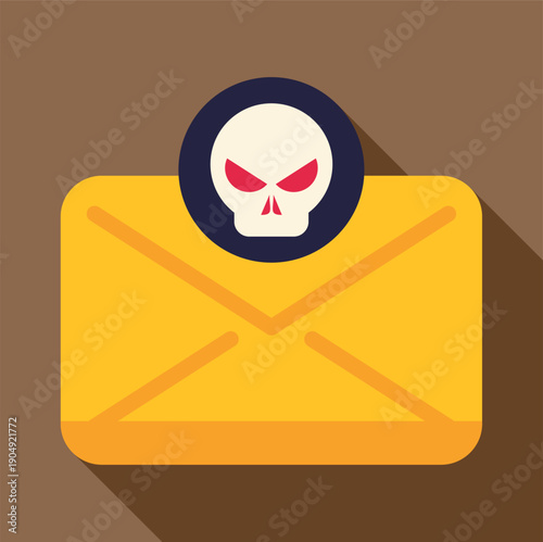 Email envelope displaying a skull icon, symbolizing online threat and cybersecurity risk