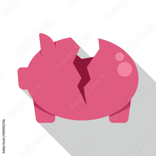 Pink piggy bank cracked in half, symbolizing economic collapse, bankruptcy, and lost savings