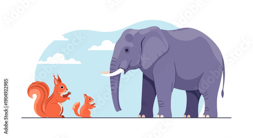Elephant and Squirrels A Tale of Size and Perspective.