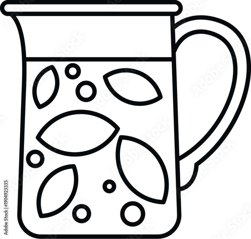 Pitcher containing a refreshing lemonade drink with mint and bubbles