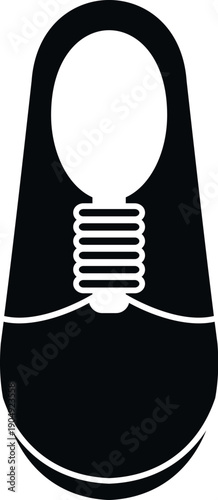 Black silhouette of a minimalist lace up athletic shoe from a top view
