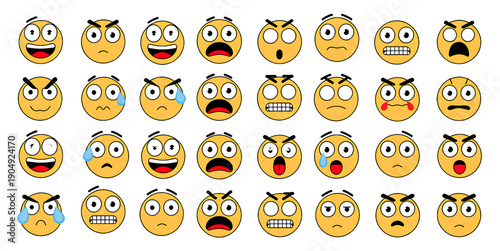Collection of angry and frustrated emoji faces showing aggressive emotions with transparent background