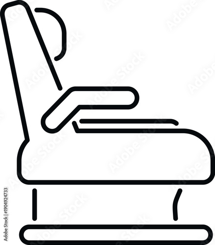 Airplane seat line art depicting comfort and transportation