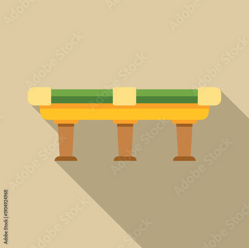 Flat design vector illustration of a billiards pool table with a long shadow