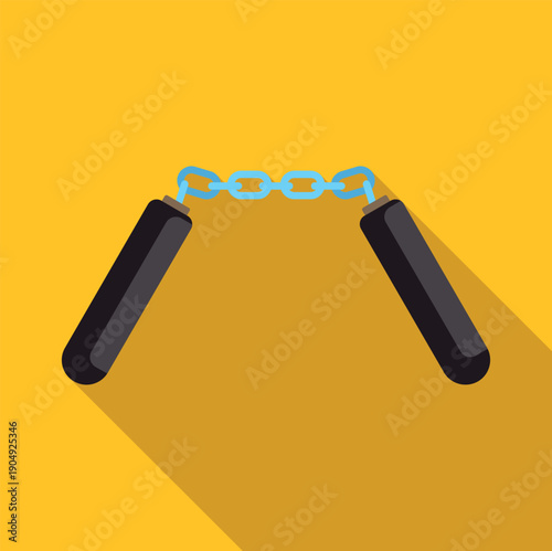 Nunchaku vector icon presenting a classic martial arts weapon
