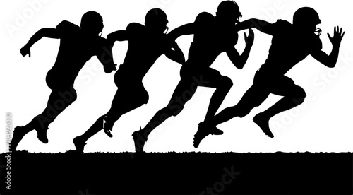 American Football Player Silhouette Set Vector Collection 